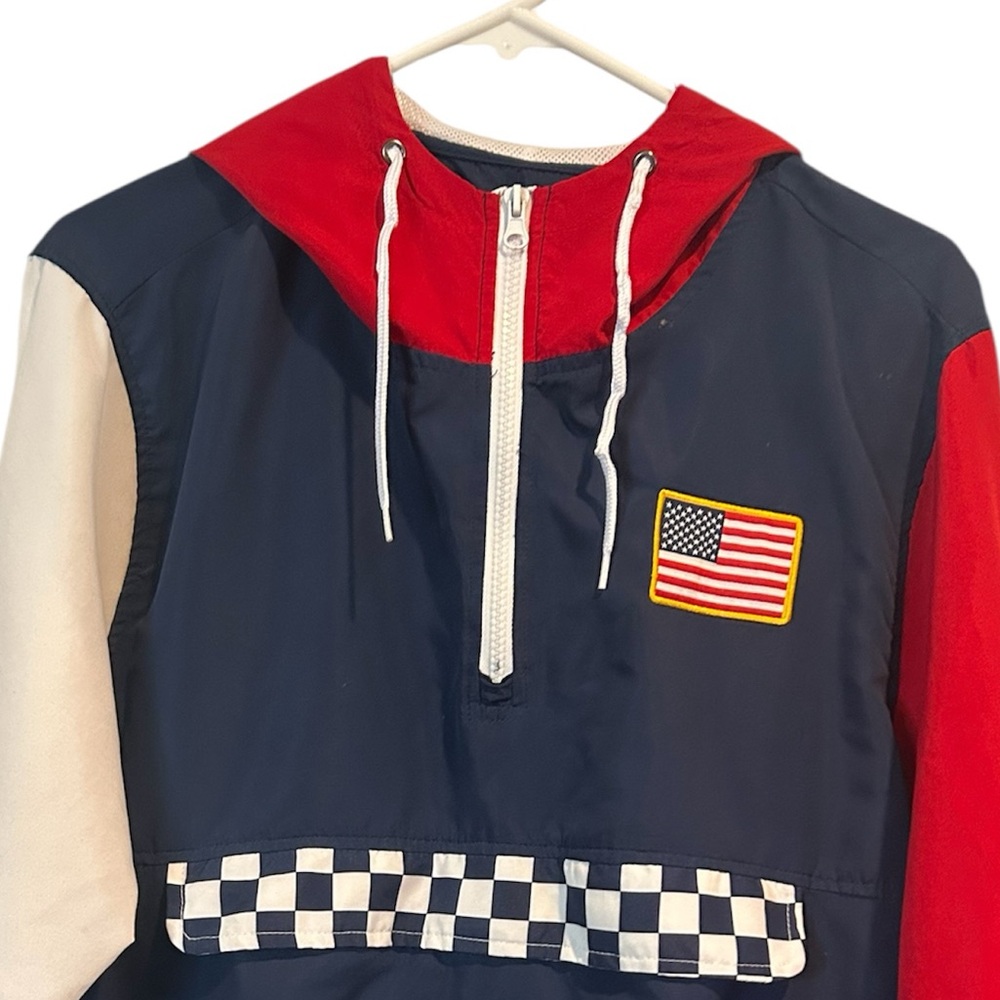 Colorblock Windbreaker with hood. 🇺🇸